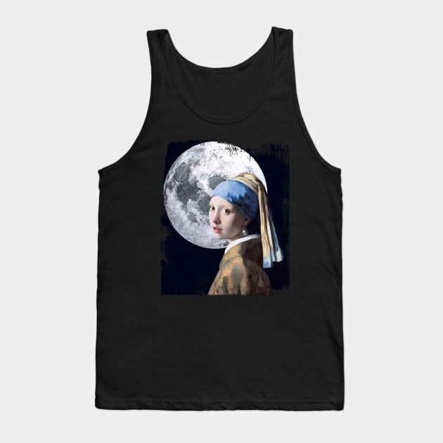 Girl with a pearl earring and the moon Tank Top by RusticVintager